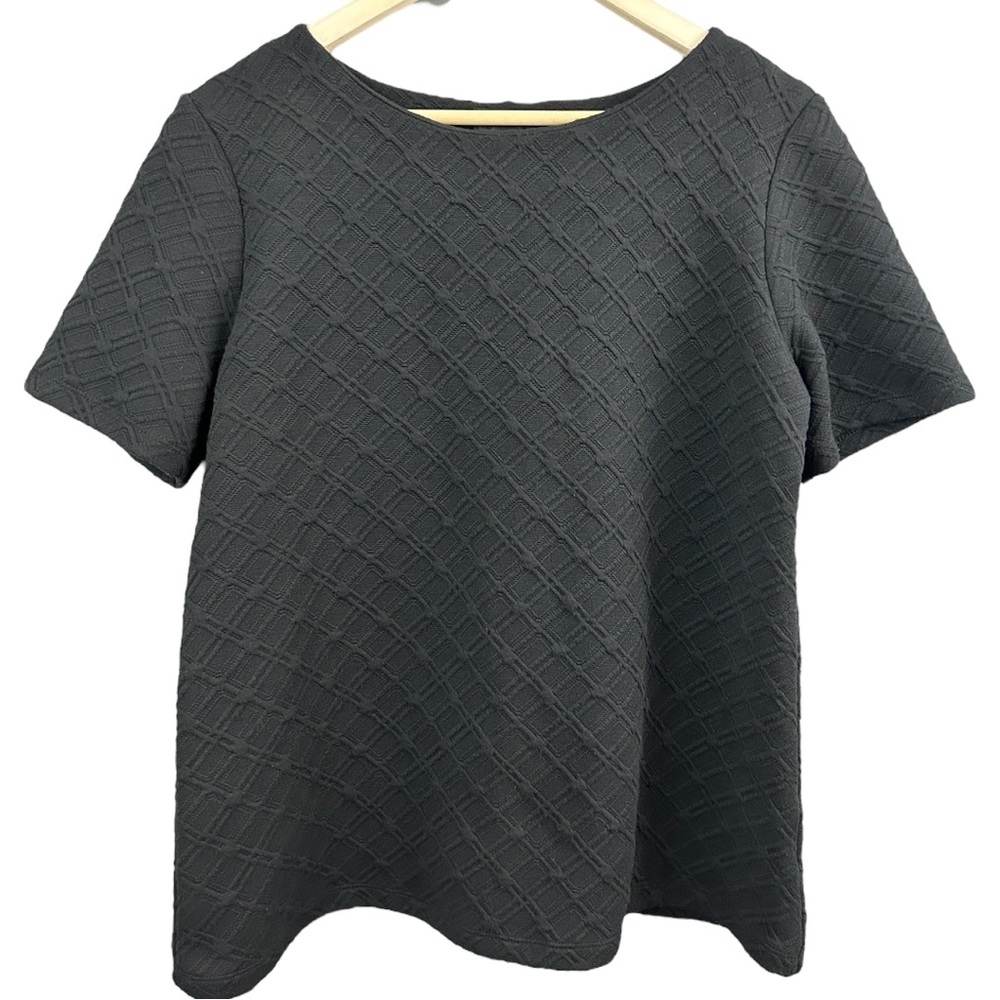 Le Chateau Black Short Sleeve Quilted Shirt Size XL